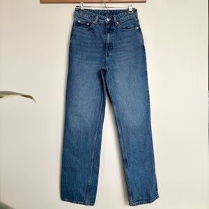 Weekday Rowe Extra High Straight Jeans 28x32 100% Cotton Rigid Denim